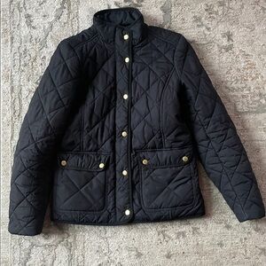 Jcrew Black Quilted Jacket with Gold Buttons